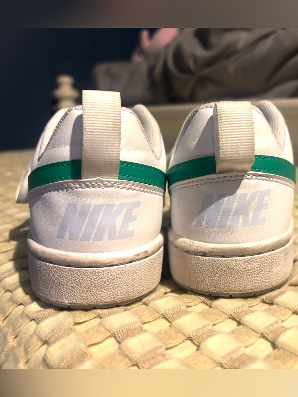 Nike Kids White Sneakers with Teal Green Swoosh - Picture 4 of 6
